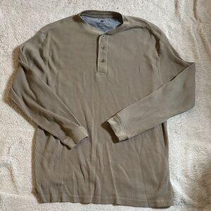 Men's Khaki Henley Long Sleeve Shirt